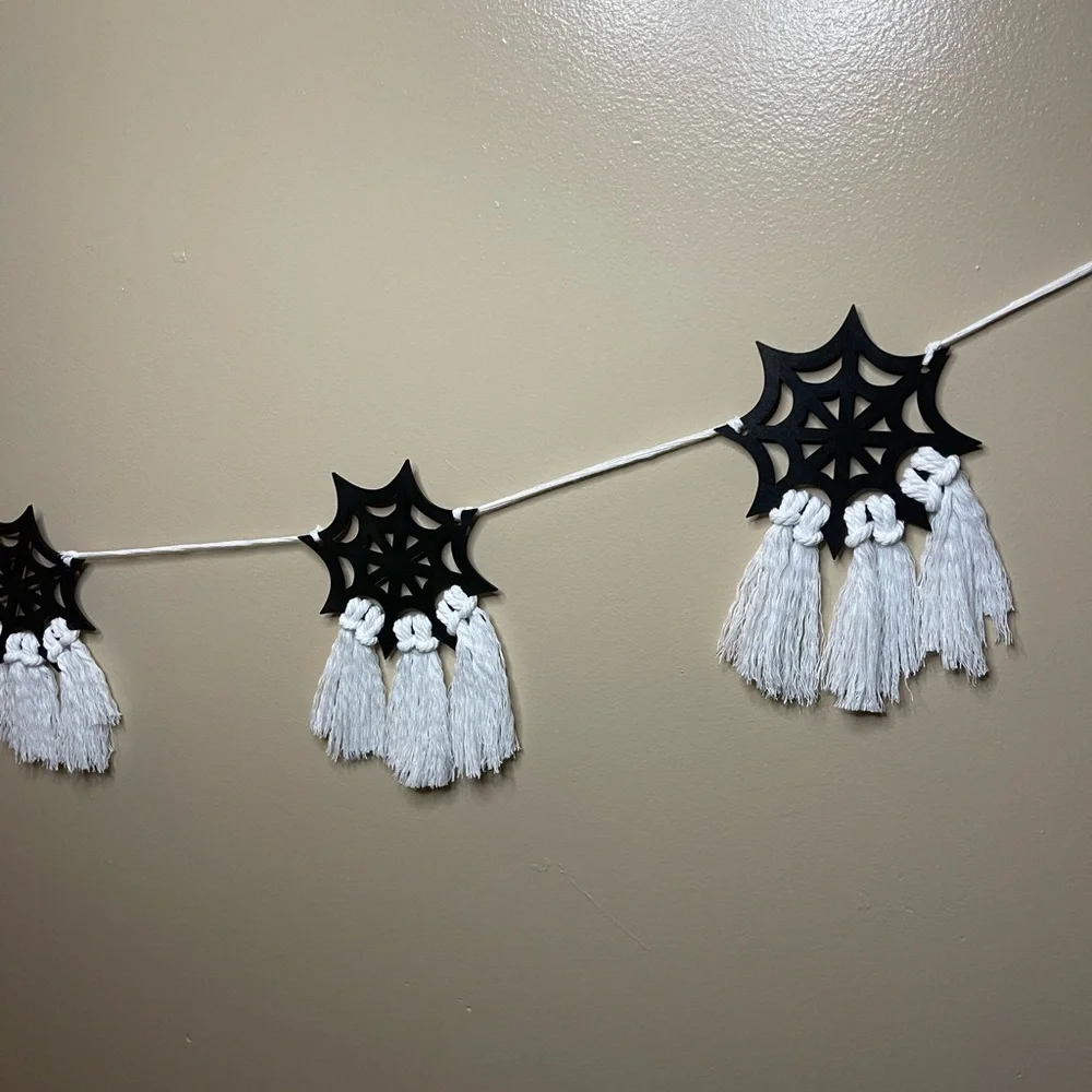 Macrame cobweb Halloween garland